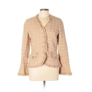 Rickie Freeman for Teri Jon Tweed Fringed Blazer